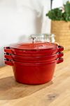 Staub Stackable 3pc Cocotte + Braiser + Pan+ Lid 24 cm Cherry Red_31830