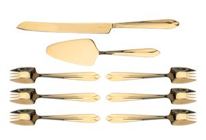 Splayd Gold Cake Knife, Server & Splayd Set/8