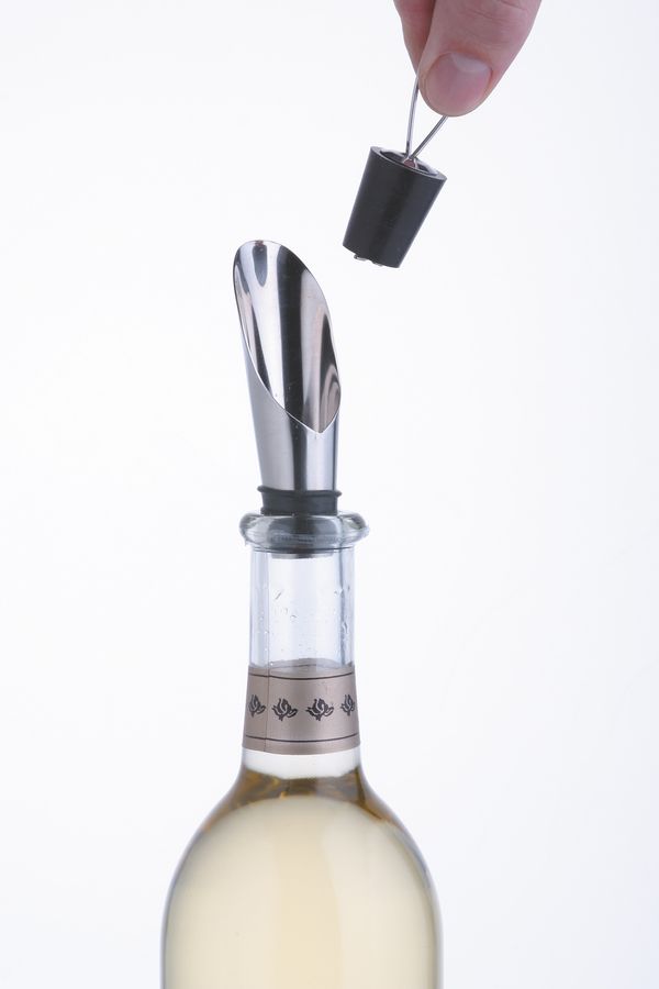 BarCraft Stainless Steel Wine Pourer with Stopper