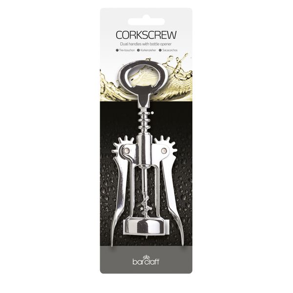 BarCraft Double Handled Chrome Wing Corkscrew