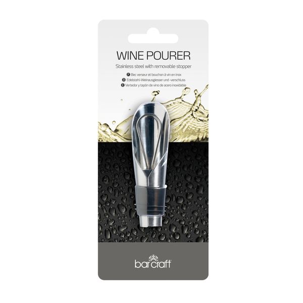 BarCraft Stainless Steel Wine Pourer with Stopper