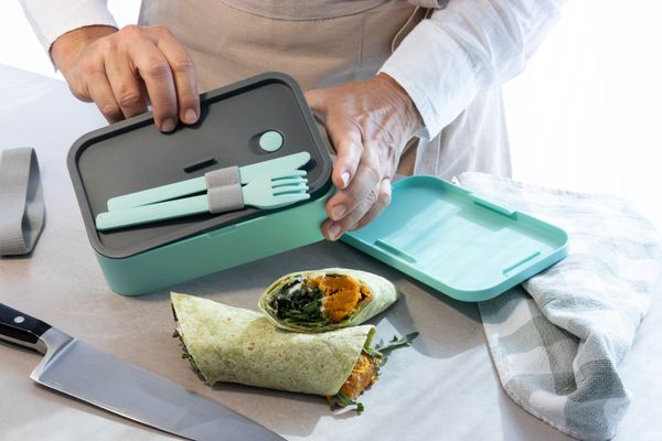 Cuisena RPET Rectangular Bento with Cutlery -Aqua