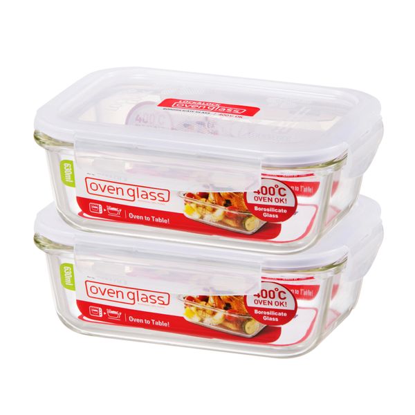 LocknLock Euro Glass Boroseal Heat Resistant Glass 2 Piece Set - Rectangle