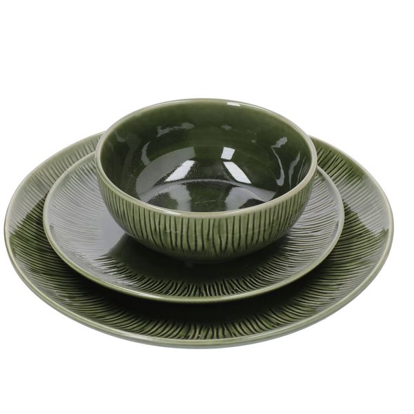 Mikasa Jardin 12-Piece Stoneware Dinner Set, Green