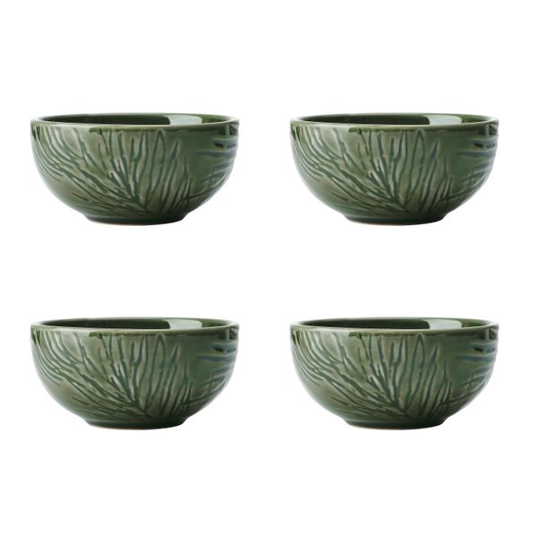 Mikasa Jardin 4-Piece Stoneware Dip Bowl Set, 10cm, Green