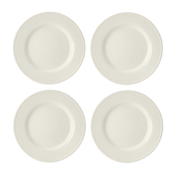 Mikasa Cranborne 4-Piece Stoneware Side Plate Set, 21cm, Cream