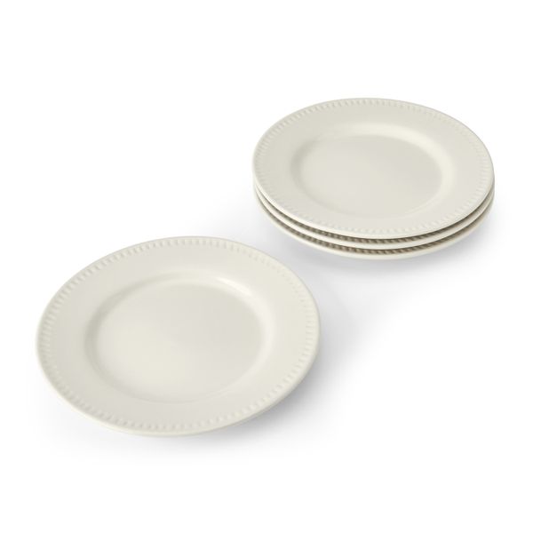 Mikasa Cranborne 4-Piece Stoneware Side Plate Set, 21cm, Cream