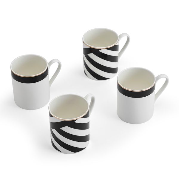 Mikasa Luxe Deco 4-Piece China Mug Set, 380ml