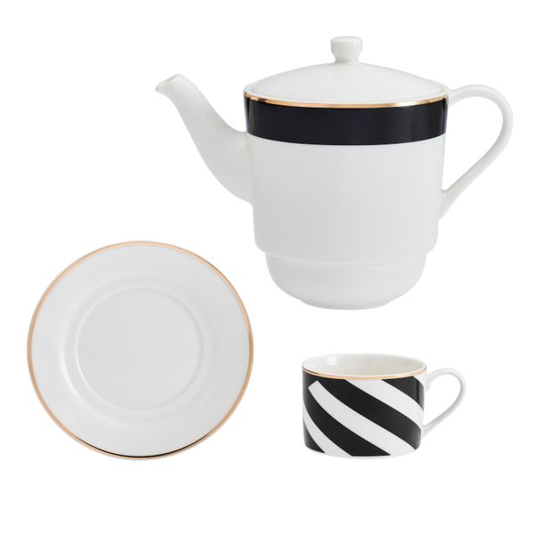 Mikasa Luxe Deco China Tea for One Set, White