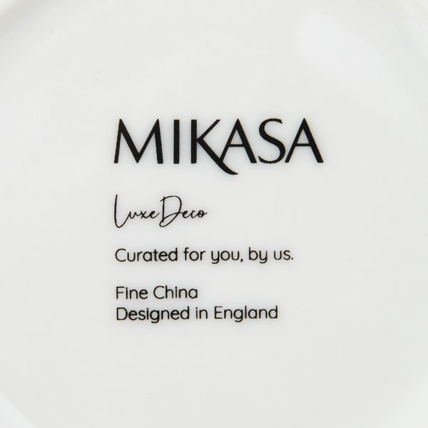 Mikasa Luxe Deco China Tea Cups and Saucers with Block Stripe, Set of 2, 200ml