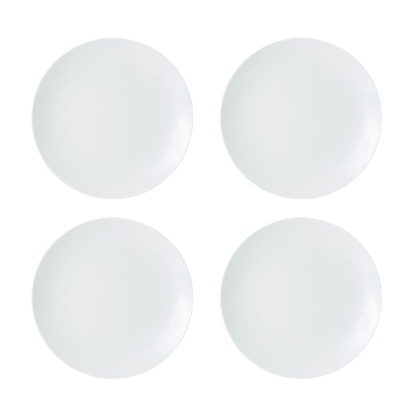 Mikasa Chalk 4-Piece Porcelain Dinner Plate Set, 27cm, White