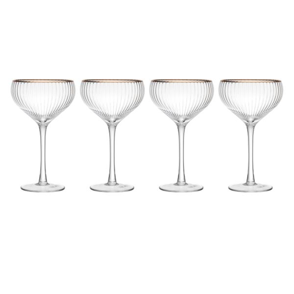 Mikasa Sorrento 4-Piece Crystal Coupe Glass Set, 350ml