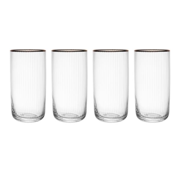 Mikasa Sorrento 4-Piece Crystal Highball Glass Set, 510ml