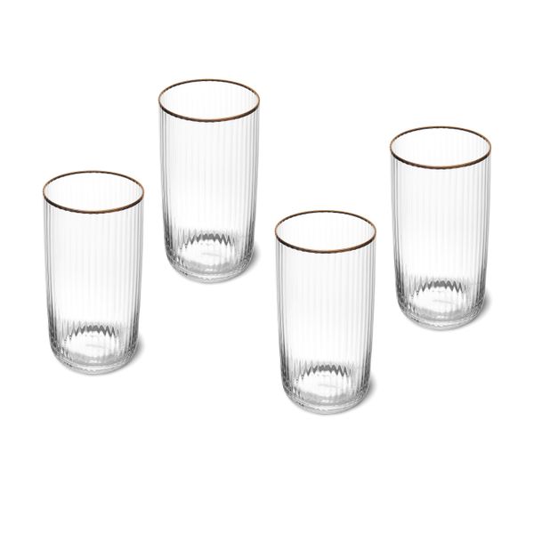 Mikasa Sorrento 4-Piece Crystal Highball Glass Set, 510ml