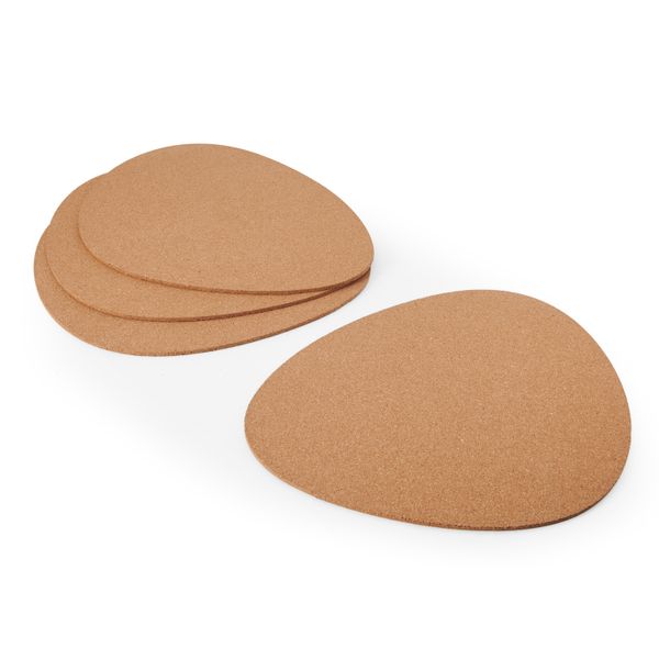 Mikasa Pebble-Shaped Cork Placemats, Set of 4, Natural