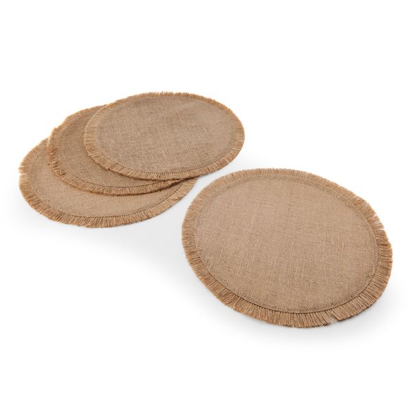 Mikasa 4-Piece Round Hessian Placemat Set, Natural, 38cm