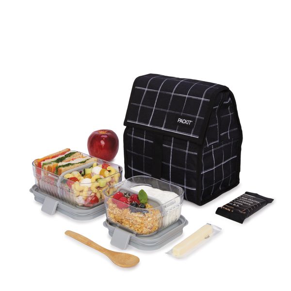 PackIt Freezable Lunch bag - Black Grid