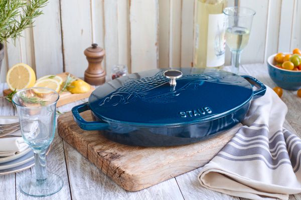 Staub Oval Dish 32cm La Mer 'Fish'