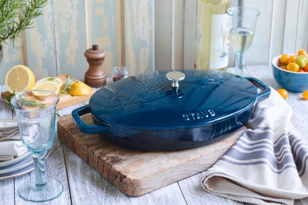 Staub Oval Dish 32cm La Mer 'Fish'