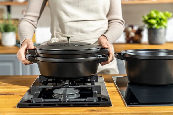 Staub Stackable 3pc Cocotte + Braiser + Pan+ Lid 24 cm Black