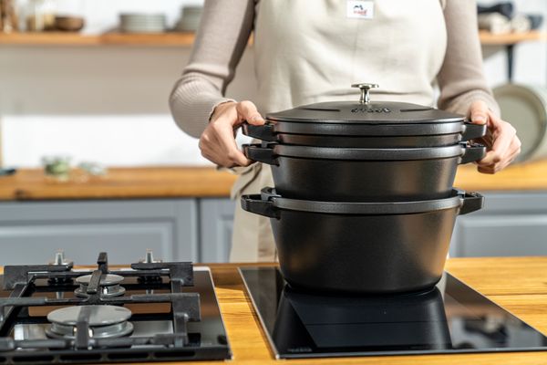 Staub Stackable 3pc Cocotte + Braiser + Pan+ Lid 24 cm Black